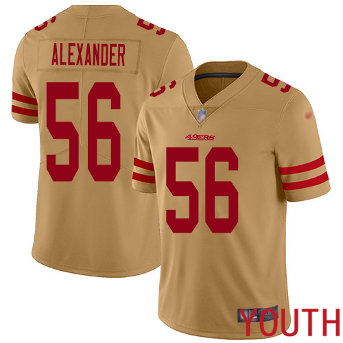 San Francisco 49ers Limited Gold Youth Kwon Alexander NFL Jersey #56 Inverted Legend->youth nfl jersey->Youth Jersey
